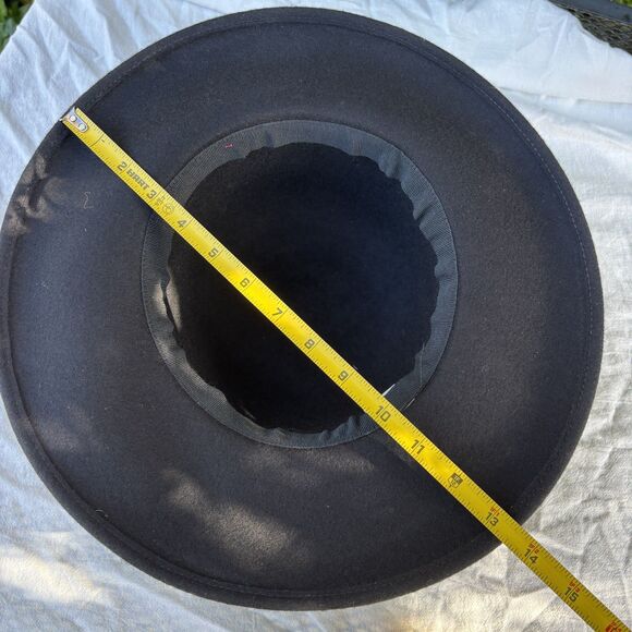 Made in Italy 100% Wool Felt Black Wide Brim Fedora Hat Classic - Picture 7 of 8